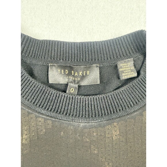 Ted Baker Black Gold Sequin Front Sweater XS Size 0 Long Sleeve - Picture 3 of 5